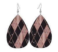 Orecchini Da Donna Pelle Sintetica Roses Gold Marble Pink Black Geometric Gioielli Accessories Per Per Feste E Appuntamenti Every Outfit