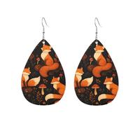 Orecchini Da Donna Pelle Sintetica Rustic Nature Foxes And Fall Leaves Lacrima Orecchini In Pelle A Forma Di Lacrima Accessories Per Every Outfit 2 Paia