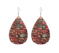 Orecchini Da Donna Pelle Sintetica Rustic Stone Rock Wall Masonry | Feste Orecchini in pelle leggeri Teardrop Leather Dangle Earrings per Festivi appuntamenti