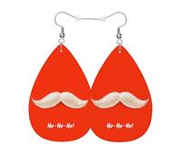 Orecchini Da Donna Pelle Sintetica Santa Mustache Leggeri E Lussuosi Teardrop Leather Dangle Earrings Per Decorazione Per Abbigliamento Adatti Per L'Uso Quotidiano