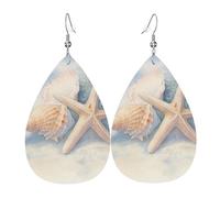 Orecchini Da Donna Pelle Sintetica Sea Starfish Seashell Beside Coral Reef Design Di Fascia Alta Gioielli Accessories Per Adatti Per L'Uso Quotidiano Le Donne Ragazze