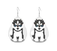 Orecchini Da Donna Pelle Sintetica Siberian Husky Puppy Teardrop Leather Dangle Earrings Jewelry Per Per Feste E Appuntamenti Decorazione Per Abbigliamento