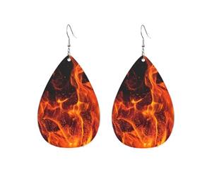 Orecchini Da Donna Pelle Sintetica Simple And Cool Flame | Teardrop Leather Dangle Earrings leggeri e lussuosi Per adatti per l'uso quotidiano feste e appuntamenti