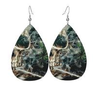 Orecchini Da Donna Pelle Sintetica Skull Cannabis Leafs Hippies Marijuana Psychedelic Weed Jewelry Teardrop Leather Dangle Earrings Leggeri E Lussuosi Per Adatti Per L'Uso Quotidiano 2 Paia