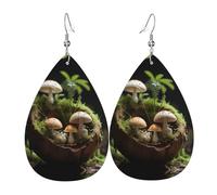 Orecchini Da Donna Pelle Sintetica Small Mushrooms In Coconut Shell Pattern Jewelry Gioielli Accessories Per For Women Girls Per Feste E Appuntamenti