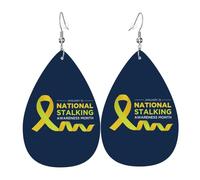 Orecchini Da Donna Pelle Sintetica Stalking Awareness Month Yellow Ribbon Teardrop Leather Dangle Earrings Accessories Per Adatti Per L'Uso Quotidiano Per Le Donne Ragazze