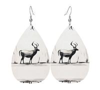 Orecchini Da Donna Pelle Sintetica Standing Antelope Pattern Lacrima Orecchini In Pelle A Forma Di Lacrima Leggeri E Lussuosi Per Feste E Appuntamenti Adatti Per L'Uso Quotidiano