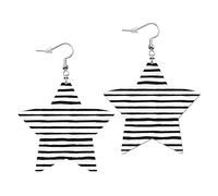 Orecchini Da Donna Pelle Sintetica Star Black White Stripes Accessories Orecchino Lacrima Per Feste E Appuntamenti Every Outfit