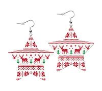 Orecchini Da Donna Pelle Sintetica Star Winter Knitted Deer Jewelry Teardrop Leather Dangle Earrings Design Di Fascia Alta Per Feste E Appuntamenti Adatti Per L'Uso Quotidiano