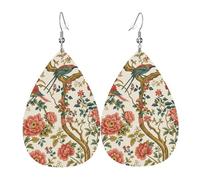 Orecchini Da Donna Pelle Sintetica Style Chinois Style Florals And Bird Lacrima Teardrop Leather Dangle Earrings Accessories Per Le Donne Ragazze Every Outfit