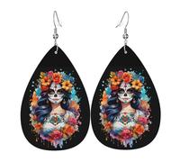 Orecchini Da Donna Pelle Sintetica Sugar Skull Girl Black Accessories Teardrop Leather Dangle Earrings Design Di Fascia Alta Per Le Donne Ragazze Every Outfit