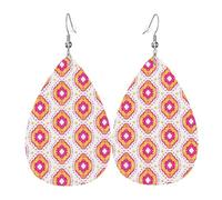 Orecchini Da Donna Pelle Sintetica Sundown Pink & Yellow Geometric Jewelry Orecchini In Pelle A Forma Di Lacrima Design Di Fascia Alta Per Adatti Per L'Uso Quotidiano Per Le Donne Ragazze