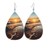 Orecchini Da Donna Pelle Sintetica Sunset View On The Beach Shore Jewelry Orecchino Design Di Fascia Alta Per Adatti Per L'Uso Quotidiano Per Feste E Appuntamenti