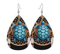 Orecchini Da Donna Pelle Sintetica Teal Turtle Dream-Catcher With Feathers Art Gioielli Lacrima Per Every Outfit Adatti Per L'Uso Quotidiano