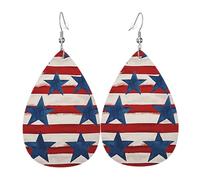 Orecchini Da Donna Pelle Sintetica Ted White Star Stripe Flag Jewelry Teardrop Leather Dangle Earrings Design Di Fascia Alta Per Le Donne Ragazze Every Outfit