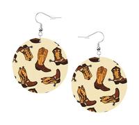 Orecchini Da Donna Pelle Sintetica Texas Cowboy Boots And Hat Teardrop Leather Dangle Earrings Accessories Per For Women Girls Per Feste E Appuntamenti