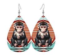 Orecchini Da Donna Pelle Sintetica The Silent Monkey Printed Orecchini In Pelle A Forma Di Lacrima Accessories Per Adatti Per L'Uso Quotidiano For Women Girls