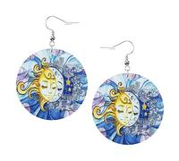 Orecchini Da Donna Pelle Sintetica The Triple Moon Goddess Sun Teardrop Leather Dangle Earrings Accessories Per Per Feste E Appuntamenti Adatti Per L'Uso Quotidiano
