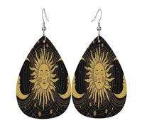 Orecchini Da Donna Pelle Sintetica The Triple Moon Goddess Wiccan Pentagram Symbol Orecchini In Pelle A Forma Di Lacrima Design Di Fascia Alta Per Every Outfit Adatti Per L'Uso Quotidiano