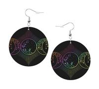 Orecchini Da Donna Pelle Sintetica The Triple Moon Goddess Wiccan Pentagram Symbol Orecchino Design Di Fascia Alta Per Every Outfit For Women Girls