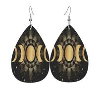 Orecchini Da Donna Pelle Sintetica The Triple Moon Goddess Wiccan Pentagram Symbol Teardrop Leather Dangle Earrings Jewelry Per Per Feste E Appuntamenti Per Le Donne Ragazze