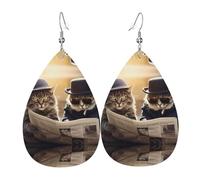 Orecchini Da Donna Pelle Sintetica The Two Cool Cats. Pattern Leggeri E Lussuosi Orecchino Jewelry Per Adatti Per L'Uso Quotidiano Per Le Donne Ragazze