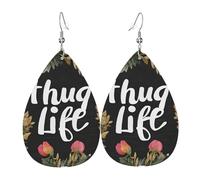 Orecchini Da Donna Pelle Sintetica Thug Life Flowers Leggeri E Lussuosi Teardrop Leather Dangle Earrings Accessories Per Feste E Appuntamenti Every Outfit
