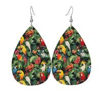 Orecchini Da Donna Pelle Sintetica Tropical Colorful Parrots Print Jewelry Teardrop Leather Dangle Earrings Per Per Le Donne Ragazze Every Outfit