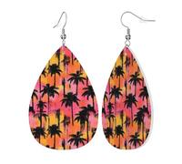 Orecchini Da Donna Pelle Sintetica Tropical Landscape Silhouette Print Leggeri E Lussuosi Orecchino Jewelry Per Adatti Per L'Uso Quotidiano 2 Paia