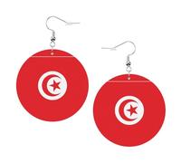 Orecchini Da Donna Pelle Sintetica Tunisia Flag Design Di Fascia Alta Orecchino Accessories Per Decorazione Per Abbigliamento Per Le Donne Ragazze