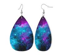 Orecchini Da Donna Pelle Sintetica Universe Deep Space Jewelry Teardrop Leather Dangle Earrings Per Adatti Per L'Uso Quotidiano Per Le Donne Ragazze