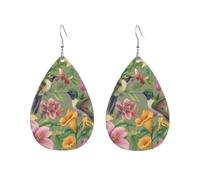 Orecchini Da Donna Pelle Sintetica Vibrant Hummingbird And Lily Florals Accessories Teardrop Leather Dangle Earrings Lacrima Per Adatti Per L'Uso Quotidiano Decorazione Per Abbigliamento