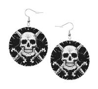 Orecchini Da Donna Pelle Sintetica Victorian Goth Gothic Skull Damask Orecchini In Pelle A Forma Di Lacrima Accessories Per Adatti Per L'Uso Quotidiano Per Le Donne Ragazze