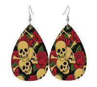 Orecchini Da Donna Pelle Sintetica Victorian Gothic Skull Roses Design Di Fascia Alta Teardrop Leather Dangle Earrings Jewelry Per Every Outfit For Women Girls