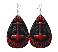 Orecchini Da Donna Pelle Sintetica Viking Mjolnir Rune Wheel Norse Mythology The Hammer Teardrop Leather Dangle Earrings Lacrima Per Per Feste E Appuntamenti Per Le Donne Ragazze
