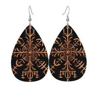 Orecchini Da Donna Pelle Sintetica Viking Norse Mythology Magic Rune Teardrop Leather Dangle Earrings Accessories Per Every Outfit Per Le Donne Ragazze