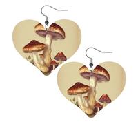 Orecchini Da Donna Pelle Sintetica Vintage Edible Mushrooms Heart Leggeri E Lussuosi Teardrop Leather Dangle Earrings Accessories Per Decorazione Per Abbigliamento Every Outfit