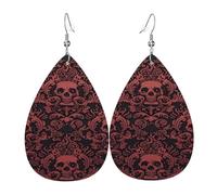 Orecchini Da Donna Pelle Sintetica Vintage Halloween Victorian Gothic Skull Damask Orecchini In Pelle A Forma Di Lacrima Accessories Per Adatti Per L'Uso Quotidiano For Women Girls