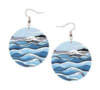 Orecchini Da Donna Pelle Sintetica Waves Lapping At The Rocks Lacrima Teardrop Leather Dangle Earrings Design Di Fascia Alta Per For Women Girls Adatti Per L'Uso Quotidiano
