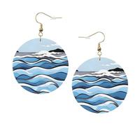 Orecchini Da Donna Pelle Sintetica Waves Lapping At The Rocks Leggeri E Lussuosi Teardrop Leather Dangle Earrings Lacrima Per Decorazione Per Abbigliamento Adatti Per L'Uso Quotidiano