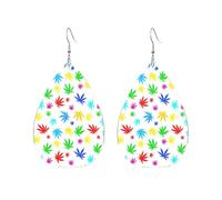 Orecchini Da Donna Pelle Sintetica Weedleaf Leaves Colorful Orecchini | Feste Orecchini in pelle leggeri Orecchini in pelle a forma di lacrima per Feste appuntamenti