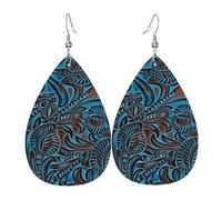 Orecchini Da Donna Pelle Sintetica Western Country Rustic Aqua Brown Cowboy Teardrop Leather Dangle Earrings Design Di Fascia Alta Per Every Outfit Decorazione Per Abbigliamento