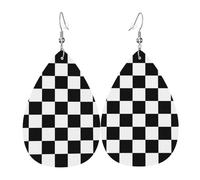 Orecchini Da Donna Pelle Sintetica White Black Checkered Leggeri E Lussuosi Orecchino Lacrima Per Feste E Appuntamenti Every Outfit