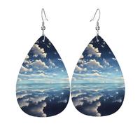 Orecchini Da Donna Pelle Sintetica White Clouds Over The Sea Printed Orecchini In Pelle A Forma Di Lacrima Jewelry Per Adatti Per L'Uso Quotidiano Every Outfit