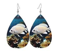 Orecchini Da Donna Pelle Sintetica White-Golden Fish Jewelry Teardrop Leather Dangle Earrings Leggeri E Lussuosi Per Feste E Appuntamenti For Women Girls
