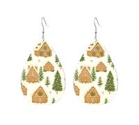 Orecchini Da Donna Pelle Sintetica Winter Christmas Gingerbreads Houses Lacrima Gioielli Accessories Per For Women Girls Adatti Per L'Uso Quotidiano