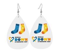 Orecchini Da Donna Pelle Sintetica World Downward Syndrome Awareness Day Teardrop Leather Dangle Earrings Leggeri E Lussuosi Per Every Outfit Decorazione Per Abbigliamento