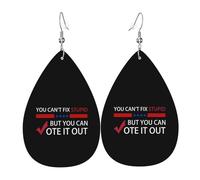 Orecchini Da Donna Pelle Sintetica You Can'T Fix Stupid But You Can Vote It Out Accessories Teardrop Leather Dangle Earrings Lacrima Per Feste E Appuntamenti 2 Paia