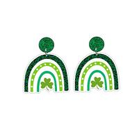 Orecchini da donna per il giorno di San Patrizio, orecchini pendenti a forma di trifoglio irlandese, in acrilico, verde, a forma di quadrifoglio, birra, ferro di cavallo, idea regalo per le vacanze
