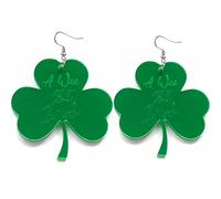 Orecchini da donna per il giorno di San Patrizio, orecchini pendenti a forma di trifoglio irlandese, in acrilico, verde, a forma di quadrifoglio, birra, ferro di cavallo, idea regalo per le vacanze